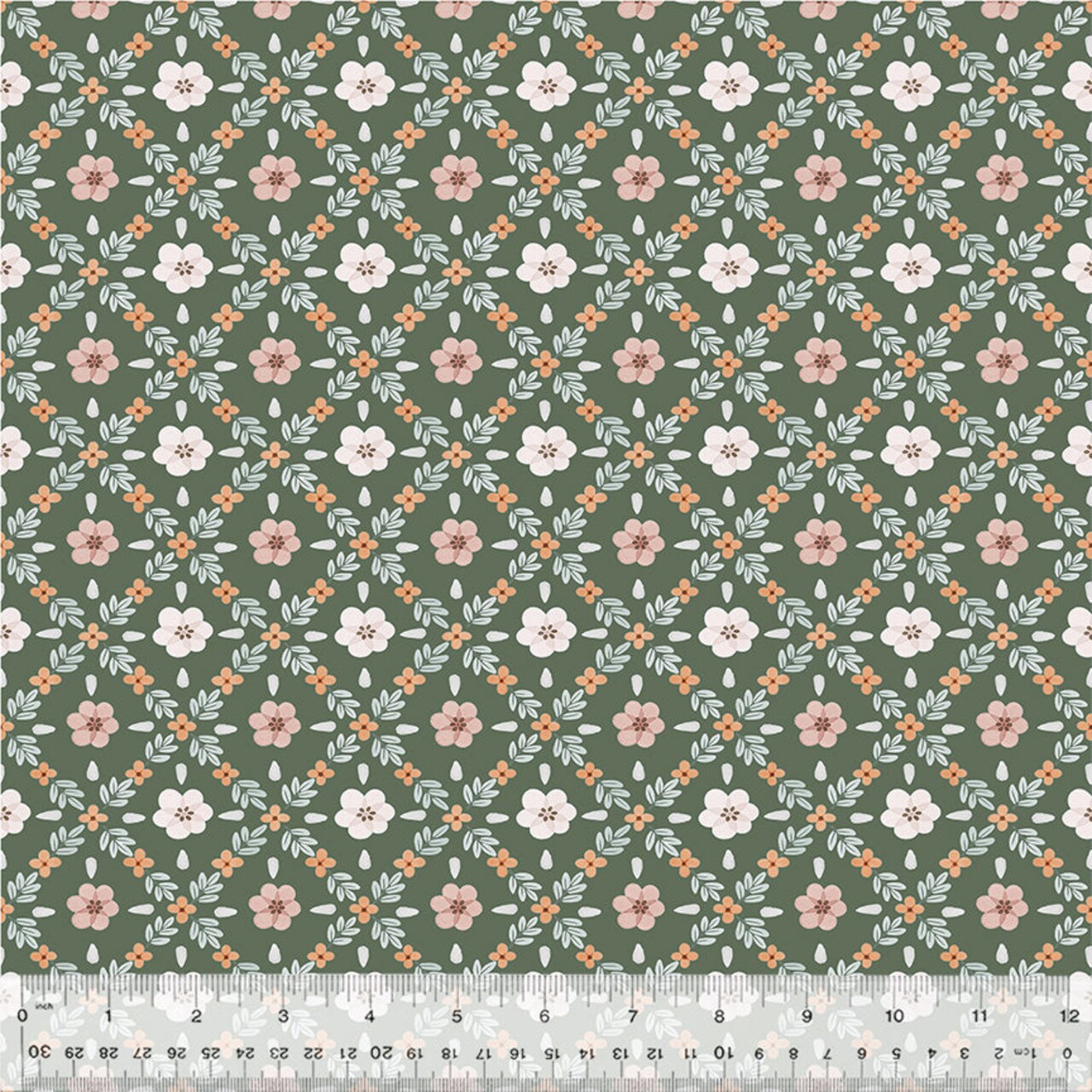 Fabric Windham Sage Garden Lattice by the Quarter Yard 54591-4